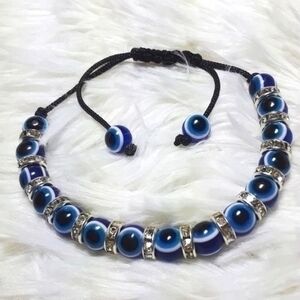 Protective Evil Eye Beaded Silk Cord Bracelet